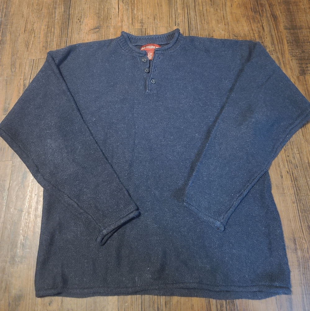 Vintage quarter button up knit sweater men's Large